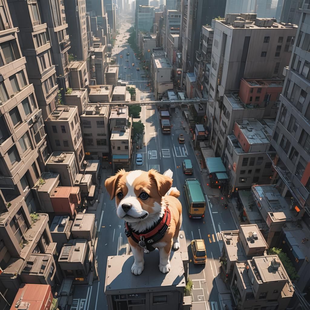 Puppy Lost in Big City: 3D Anime Art