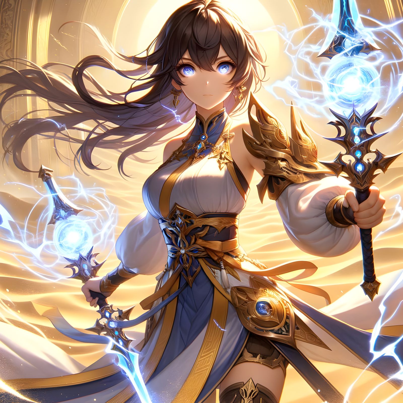 Anime Desert Warrior with Rasengan Lightning