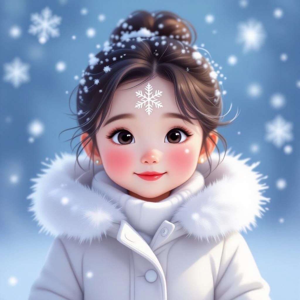 Cute Snow Princess with Crystal Symbol