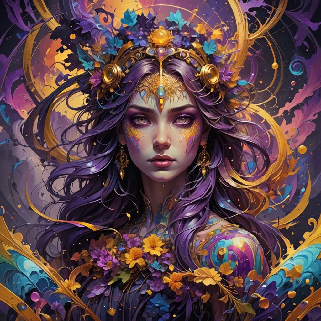 Psychedelic Rainbow Abstract: Dark Fantasy Concept Art