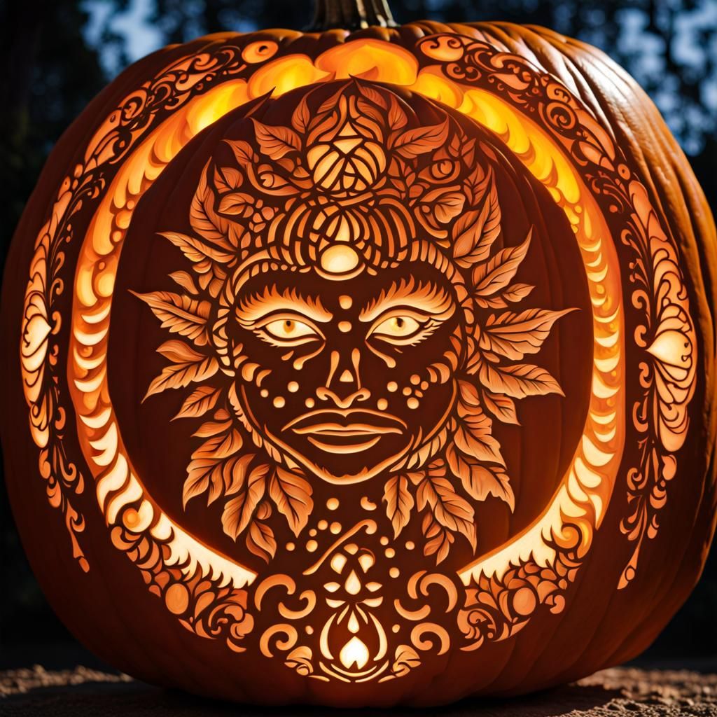 a 𒁘औᠢ𒂖ईᠷ‍ carved into a pumpkin