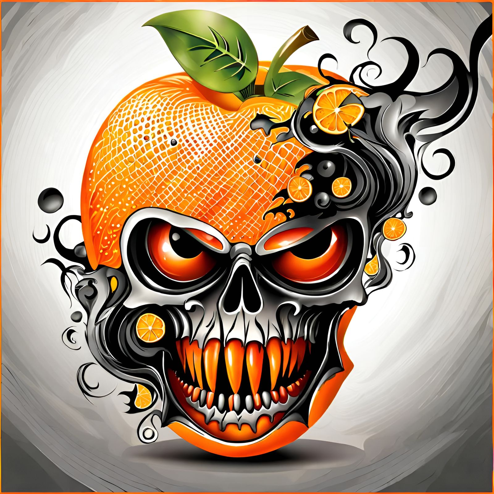 Zombie Orange Fruit Portrait in Dark Fantasy Style