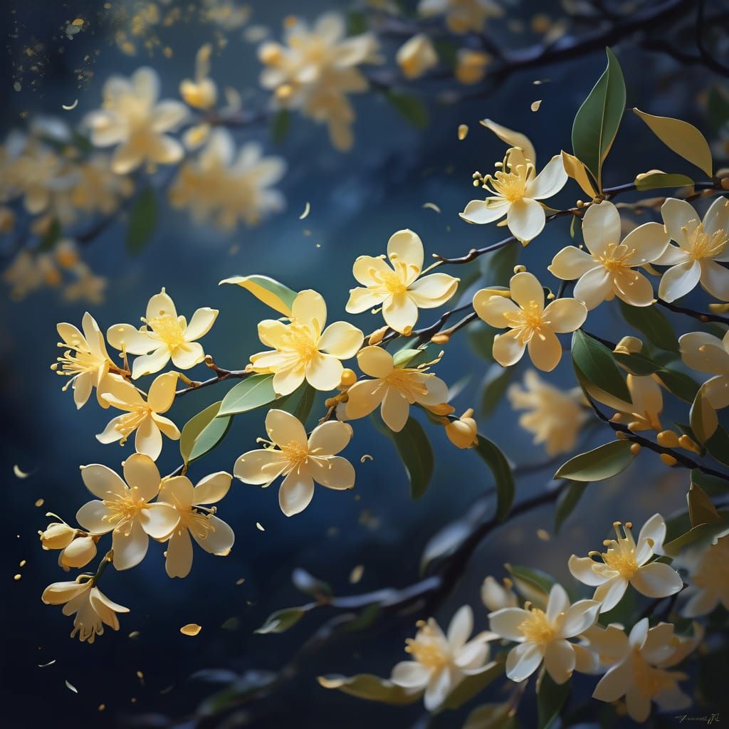 the sensation of a ray of moon touching Osmanthus to let us ...