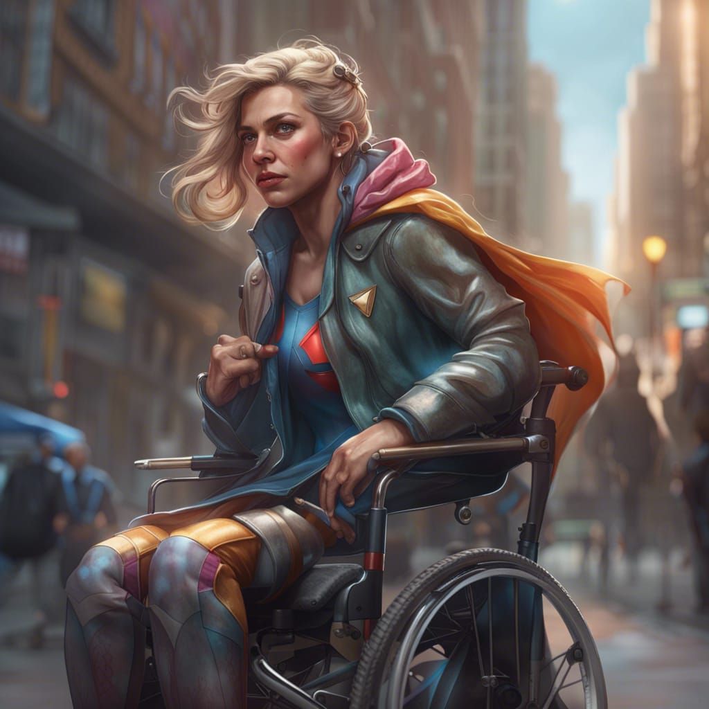 Disabled Superheroes in the Streets: 8k Portrait