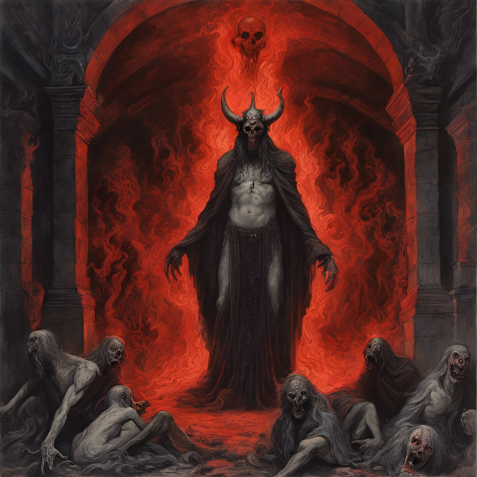Belphegor in Hell with Celtic Patterns and Fog