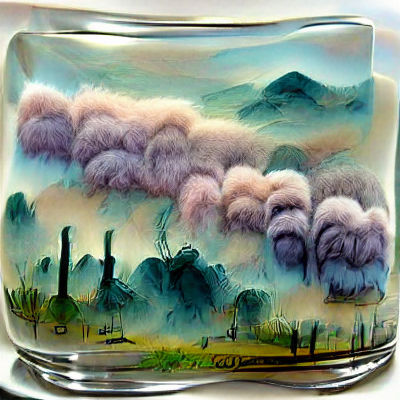 Surreal Pastel Landscape with Glass Smoke