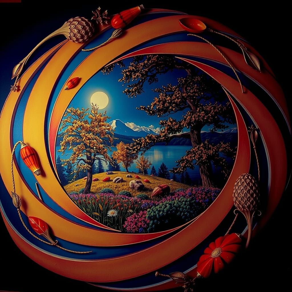 Vibrant Botanic Landscape with Golden Trees in Sunshine