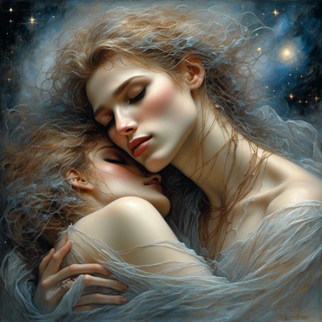 Romantic Embrace Under a Starry Night Sky