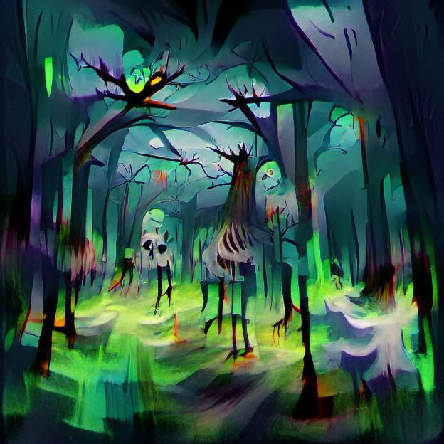 Eerie Haunted Forest Scene
