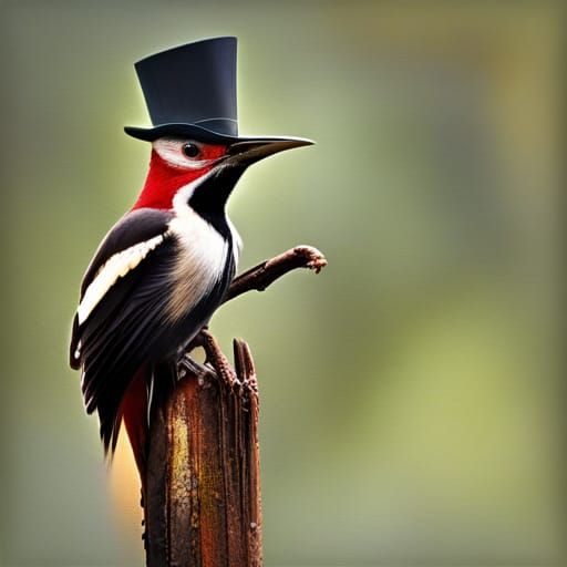 Woodpecker Dapperly Dressed in Top Hat