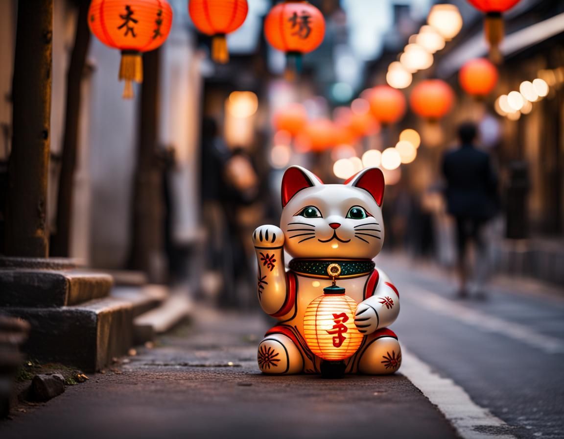 statue of the maneki neko cat