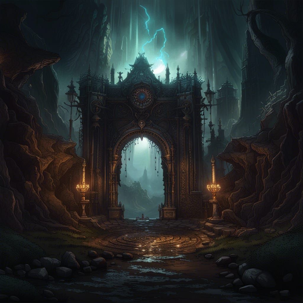Interdimensional Gate on Forgotten Battlefield, Dark Fantasy...