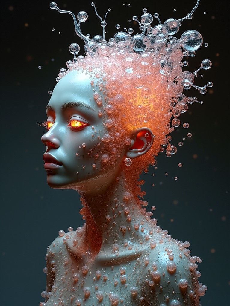 Hollow Molten Glass Blobs with Weird AI Sparks