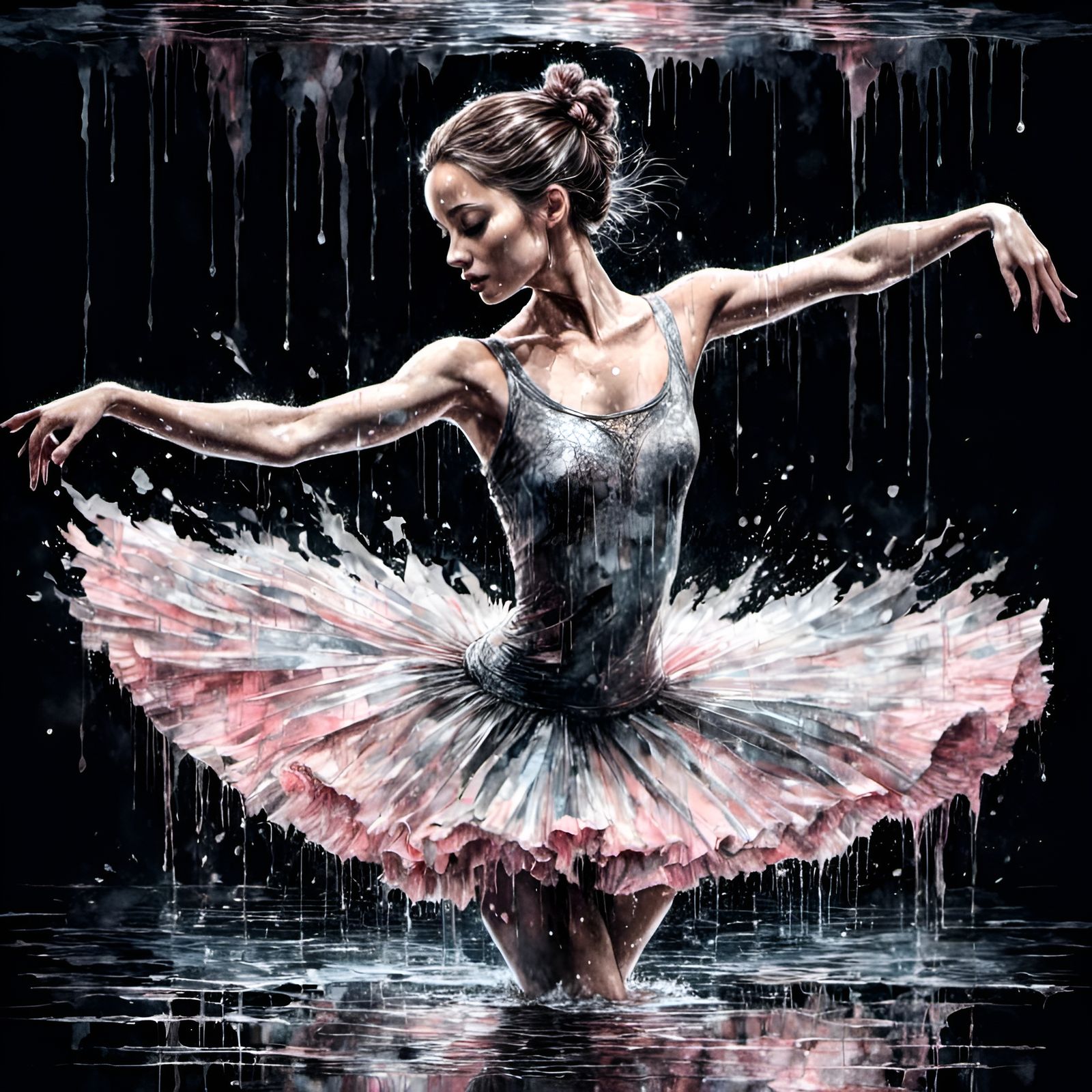 Ballerina Dancing on Water in Digital Rendering