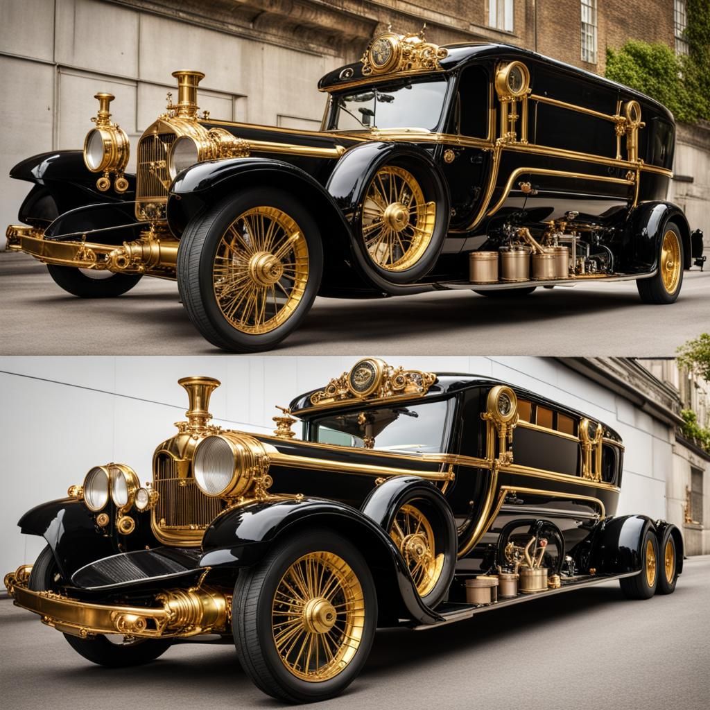 Opulent Steampunk Limousine with Chauffeuse