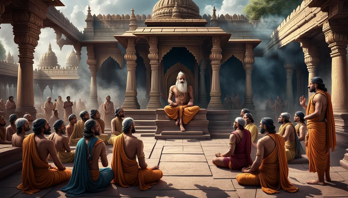 Ancient India Debate: Yajnavalkya and Gargi Discuss Brahman