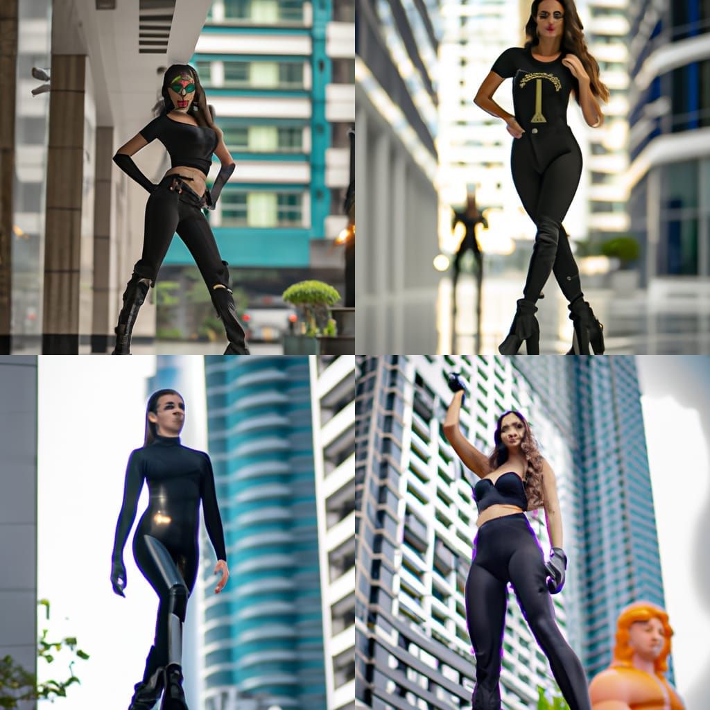 Giant Woman Strides Through City in Professional Photo