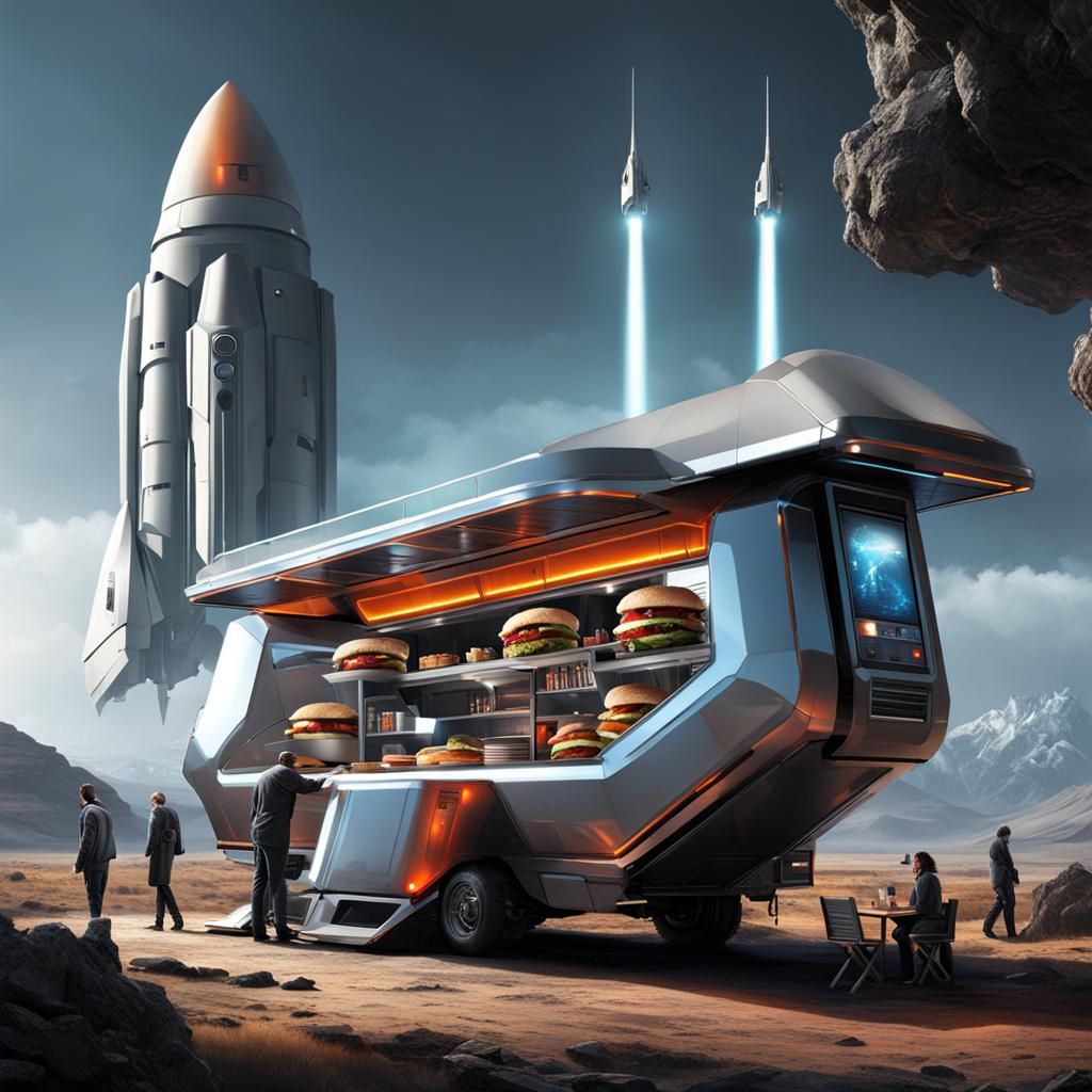Futuristic Shape-Changing Food Truck Docked in Space