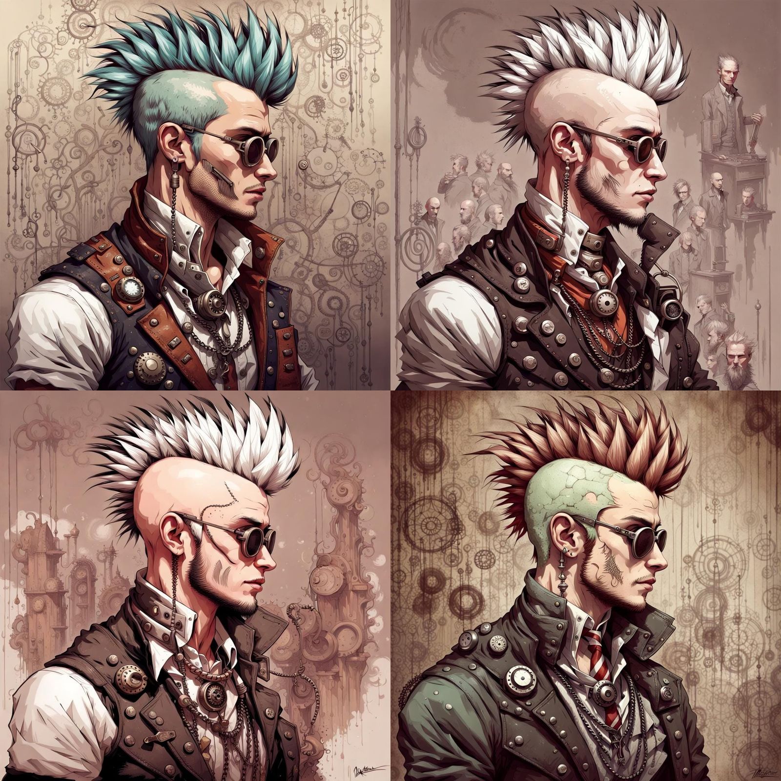 Punk Steampunk with Funky Mohawk Art