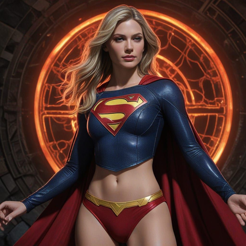 Supergirl as a Vampire Witch Hybrid in a Vibrant, Detailed B...