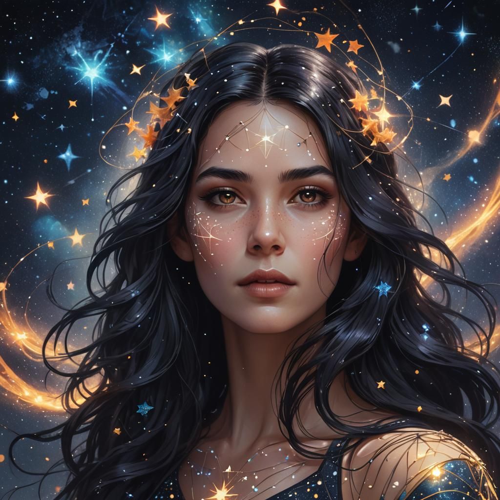 Celestial Constellation Costume Portrait in Fantasy Art Styl...