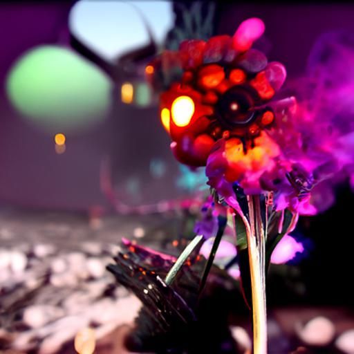 Apocalyptic Weed Flowers with Butterflies, Octane Render