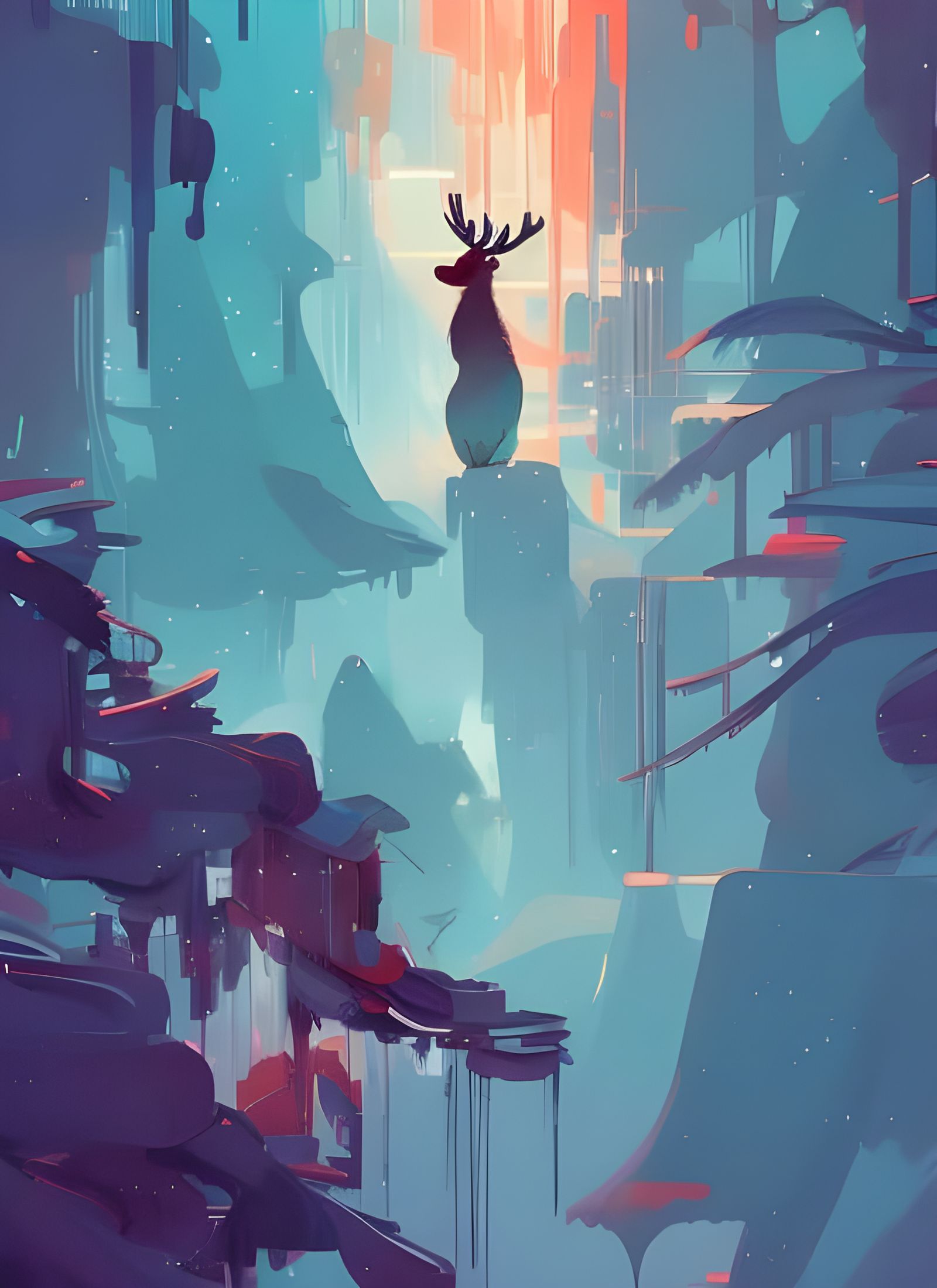 Christmas Spirits and Santa's Elves: Digital Illustration