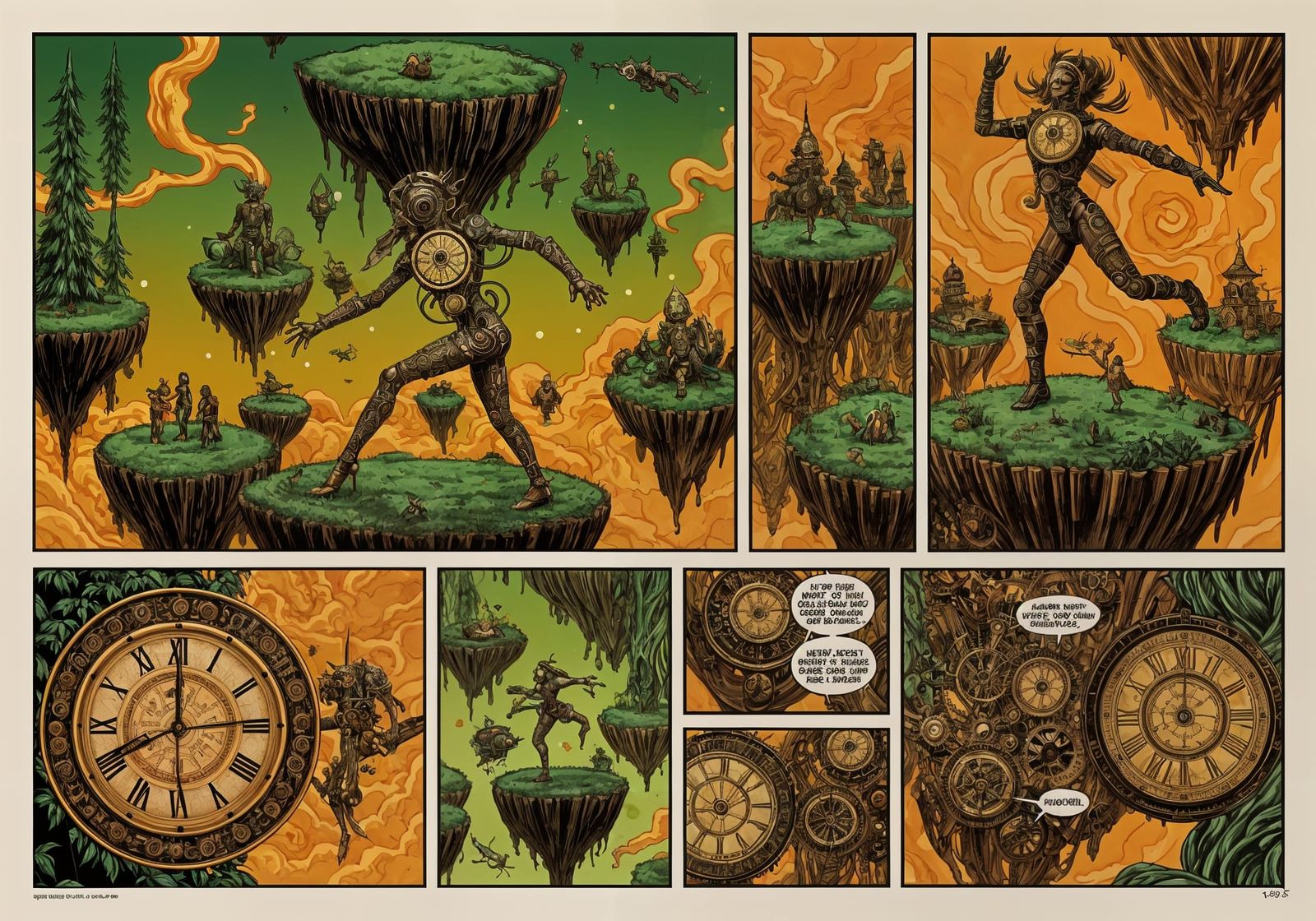 Clockwork Automaton Dances in Surreal Steampunk Dreamscape