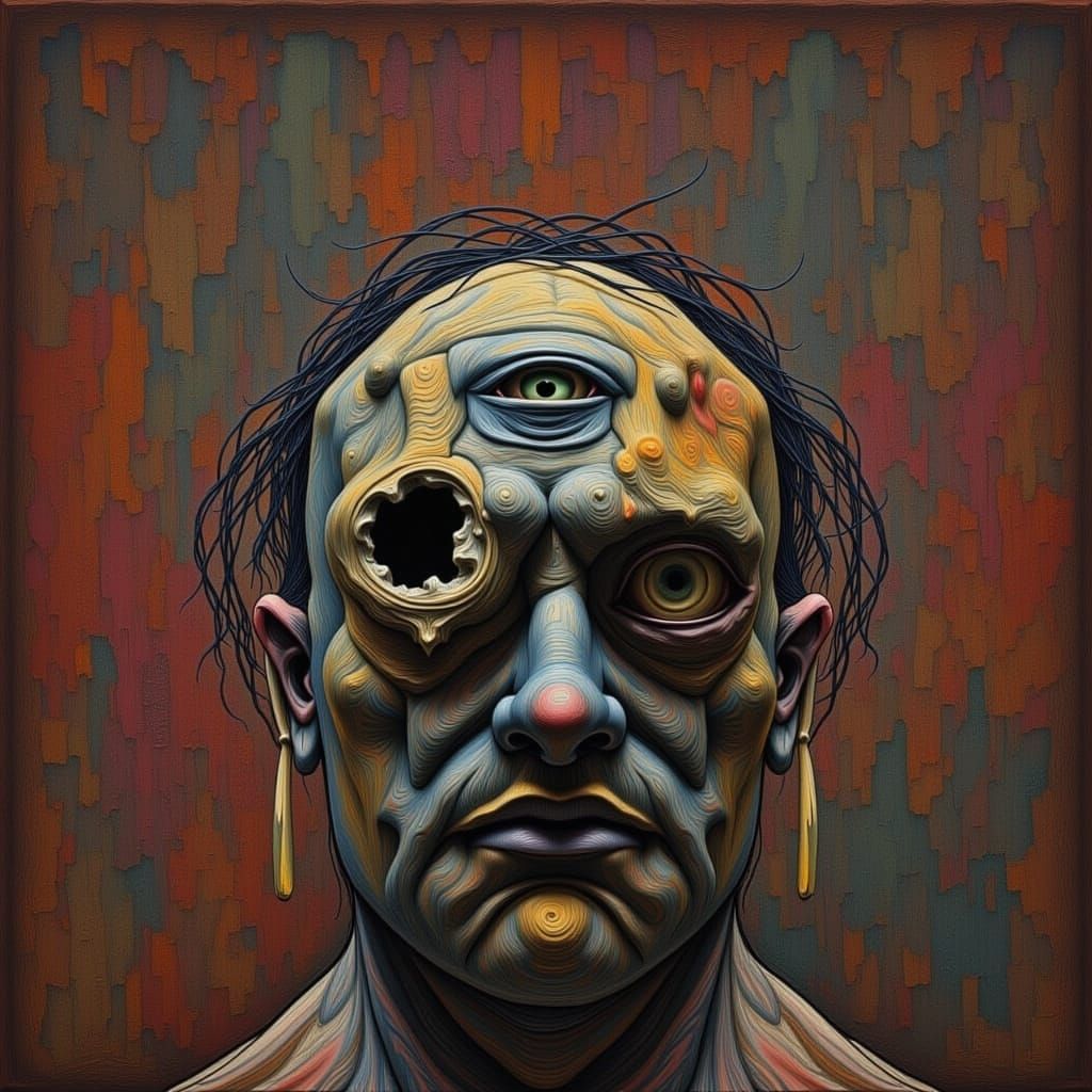 Anguished Figure in Silence: A Surreal Portrait