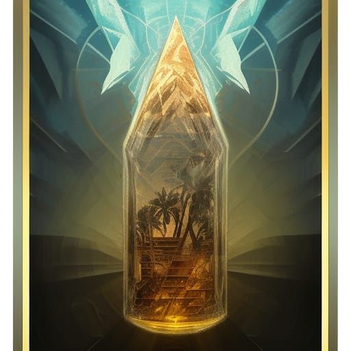 Desert Pyramid in a Bottle: Hyperdetailed Concept Art