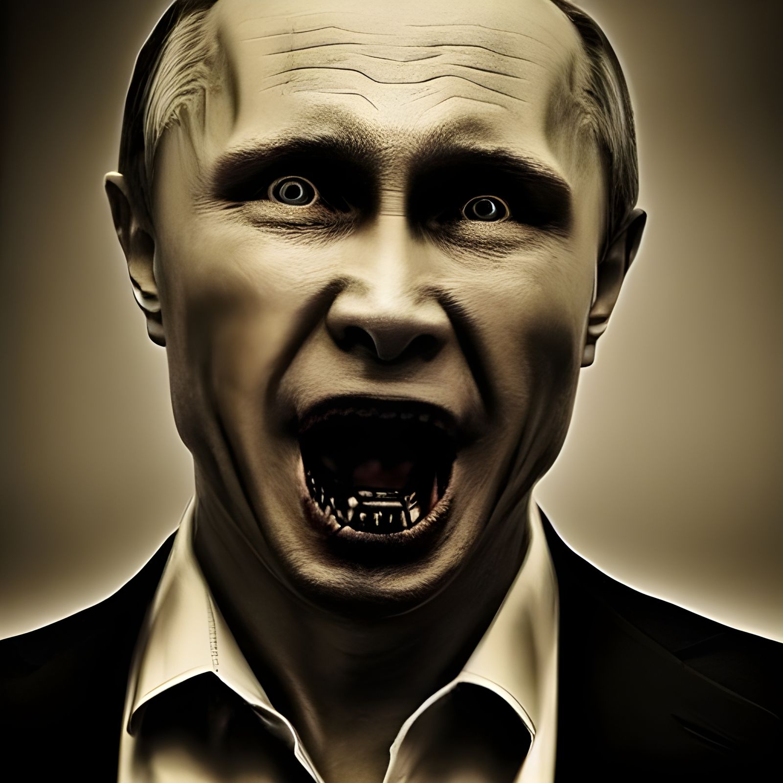 Zombie Putin Portrait in Dystopian Photography Style