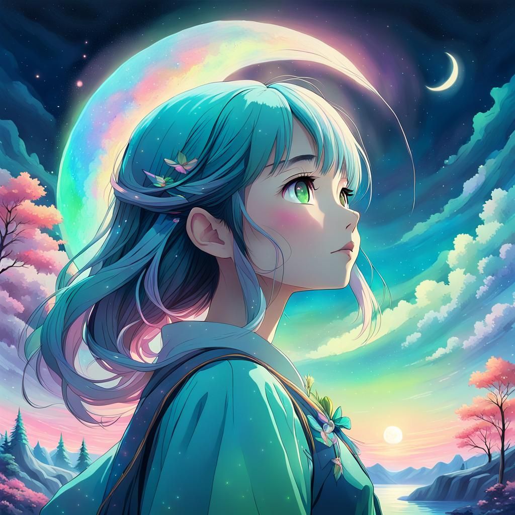 Anime Girl in Dream World: Miyazaki-Inspired Art