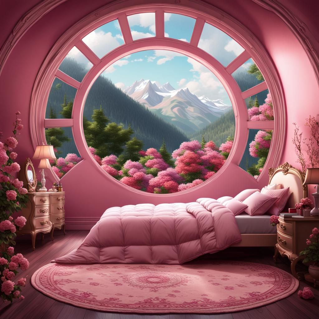 Luxurious Bedroom with Sleeping Girls in Fantasy Art