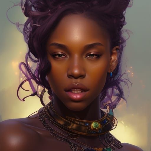 Black Goddess of Dreams: Art Nouveau Portrait