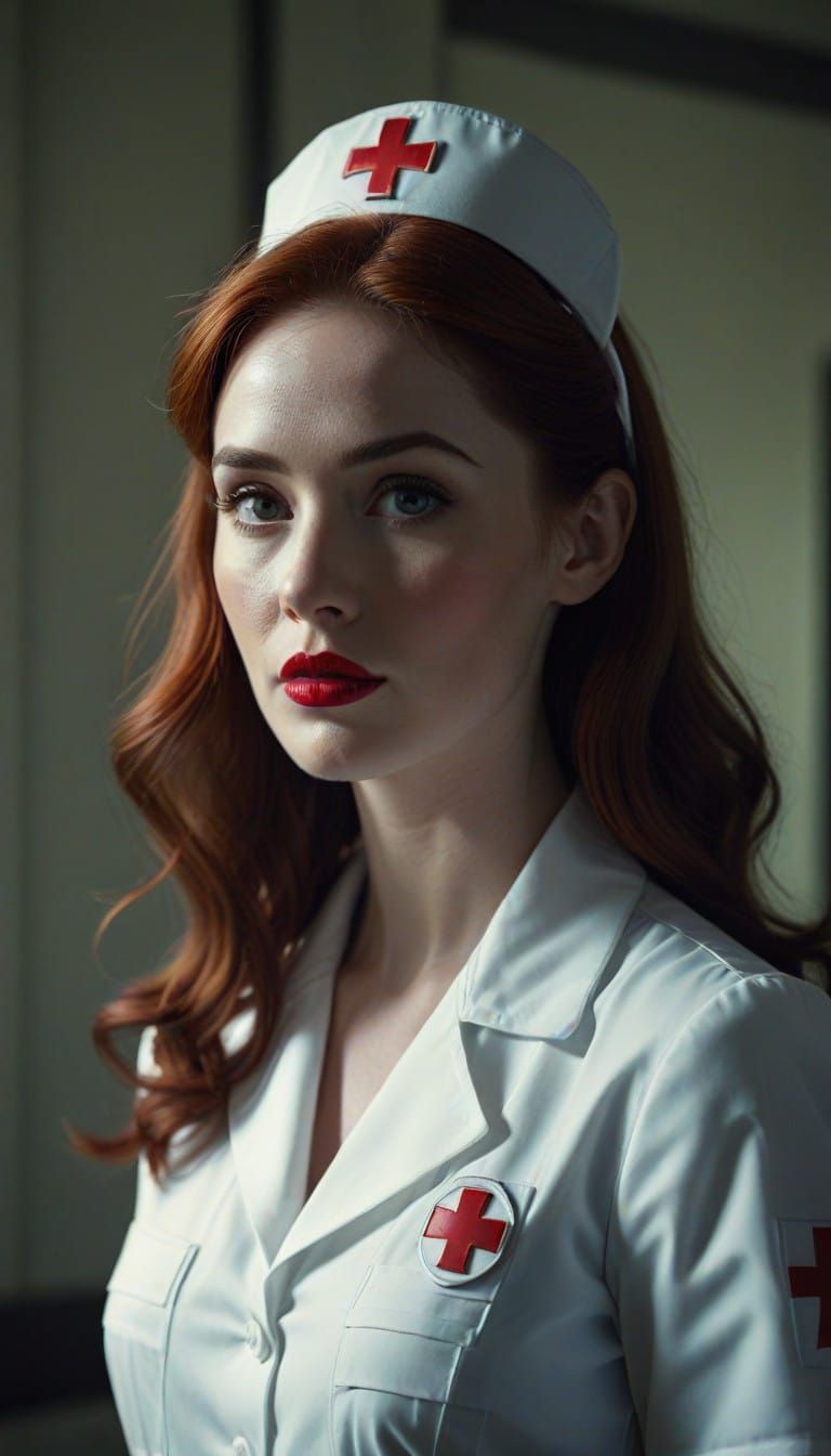 Vintage Nurse Captured in Cinematic 35mm Film