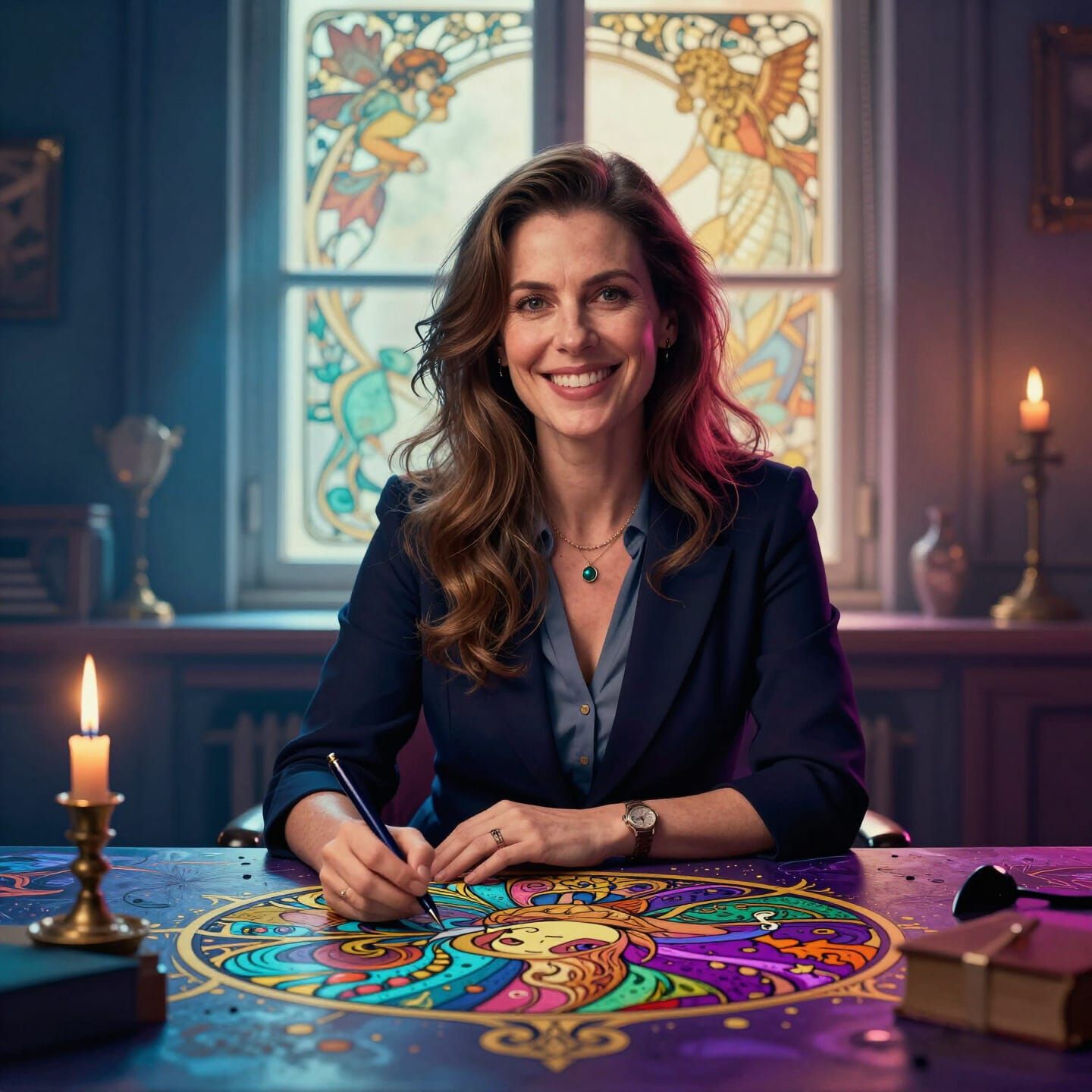 Teacher in Soft Light, Dynamic Colors