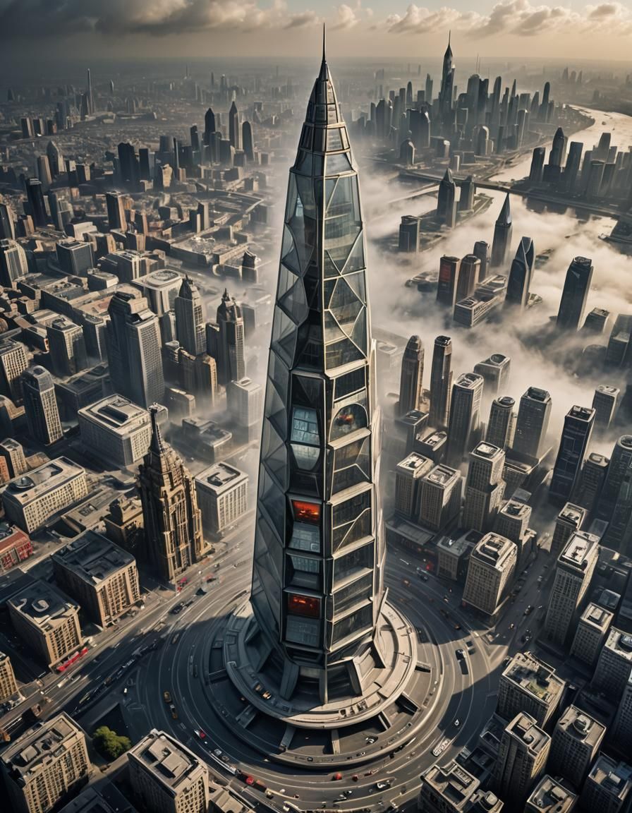 Futuristic City Tower with Glass Dome in UHD