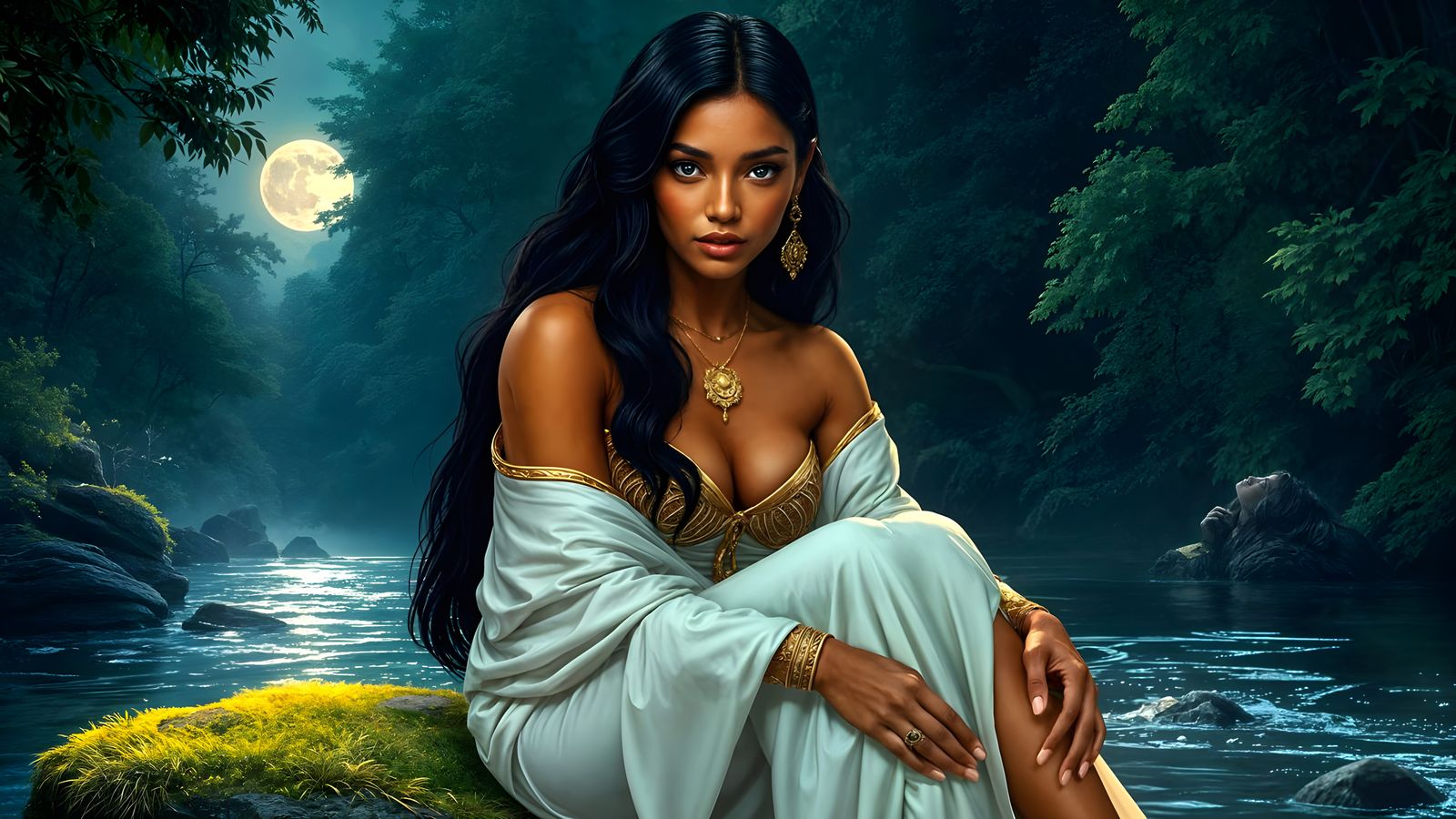 Majestic Indigenous Goddess in DC Comics Style