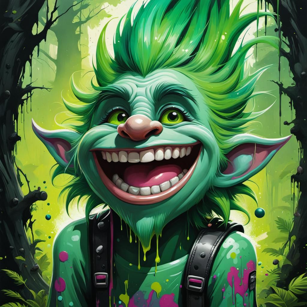 Happy Troll in Graffiti Splash Art Style
