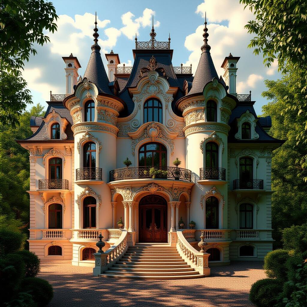 Majestic Chateau in Rococo and Art Nouveau Style