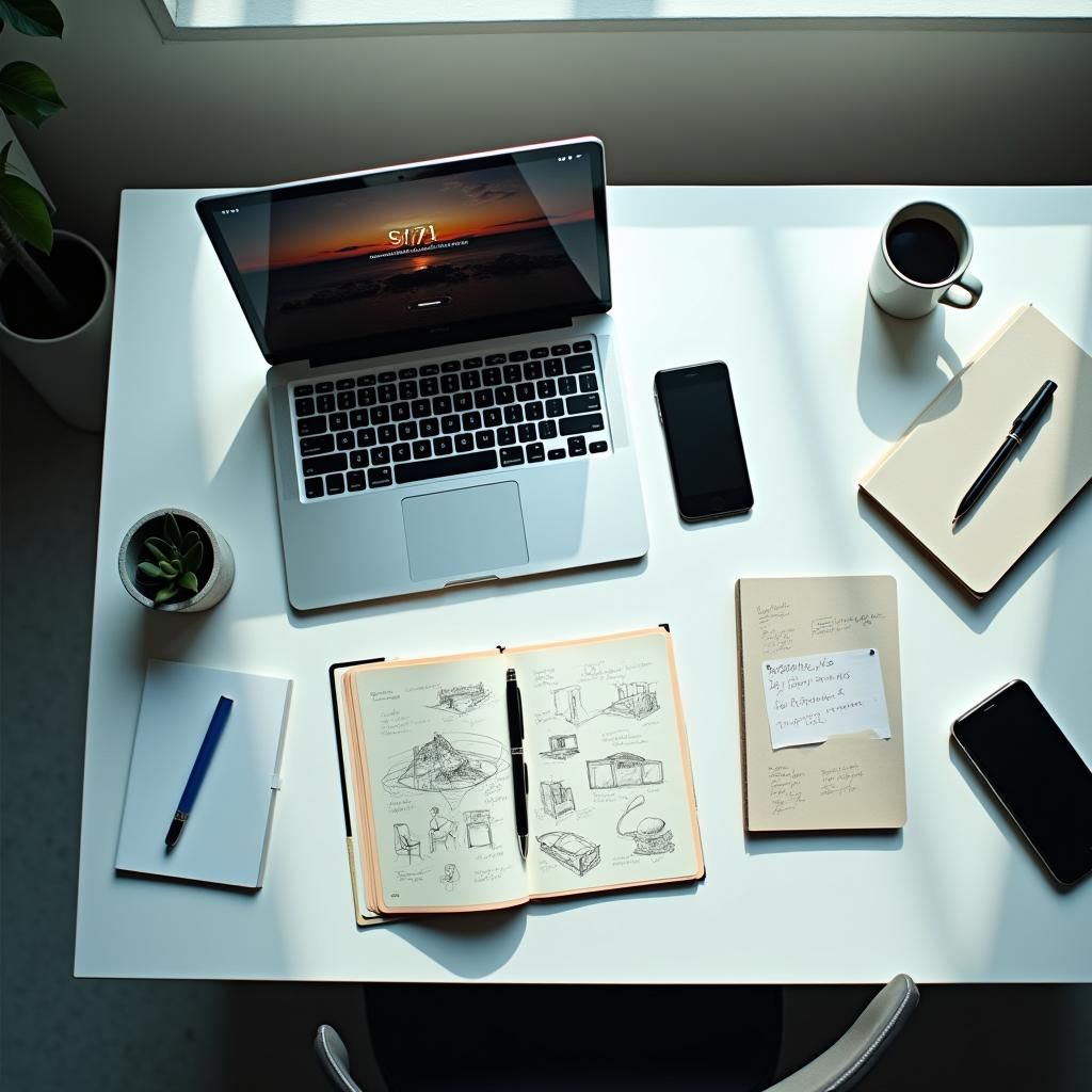 Minimalist Modern Office Workspace with Cinematic Lighting