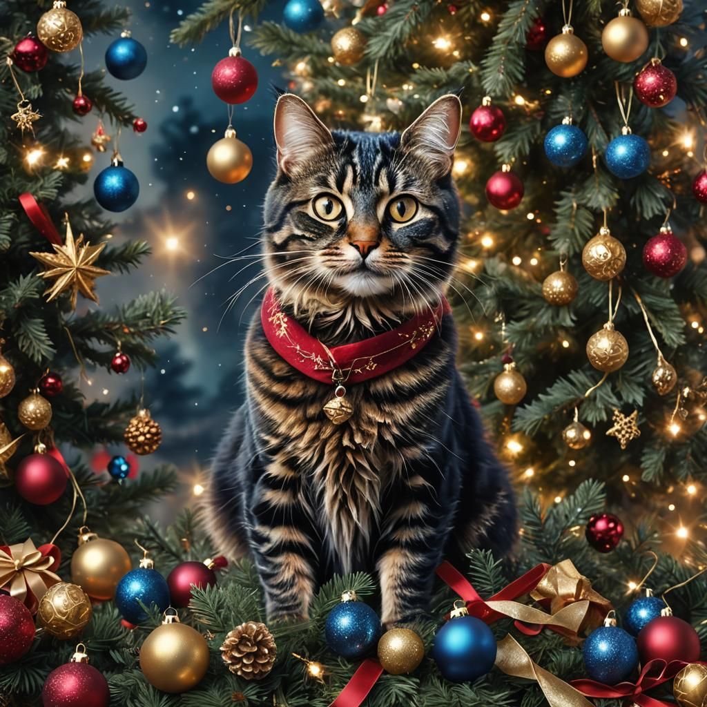 Mischievous Tabby Cat Wreaks Christmas Havoc