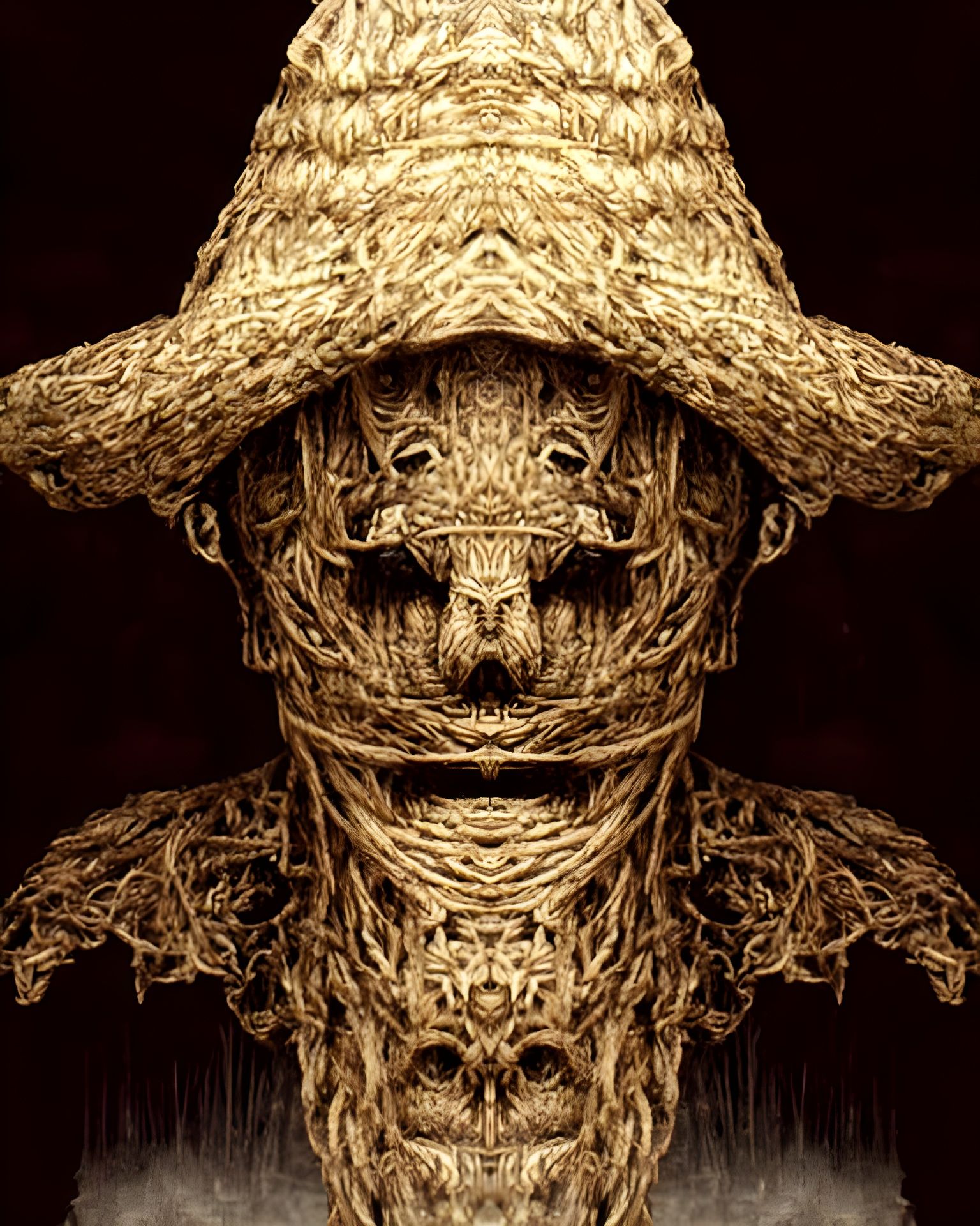 Sinister Scarecrow Portrait in Surrealist Style
