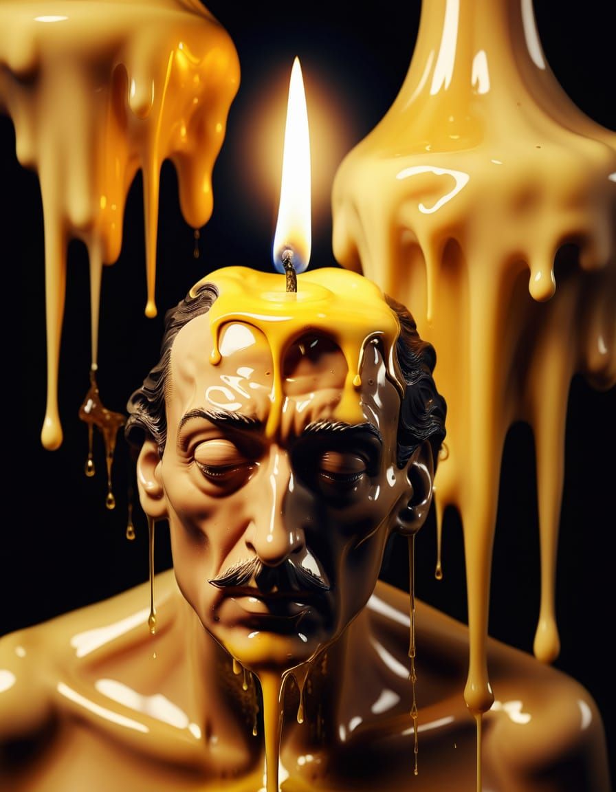 Melting Candleman in a Surrealist Style
