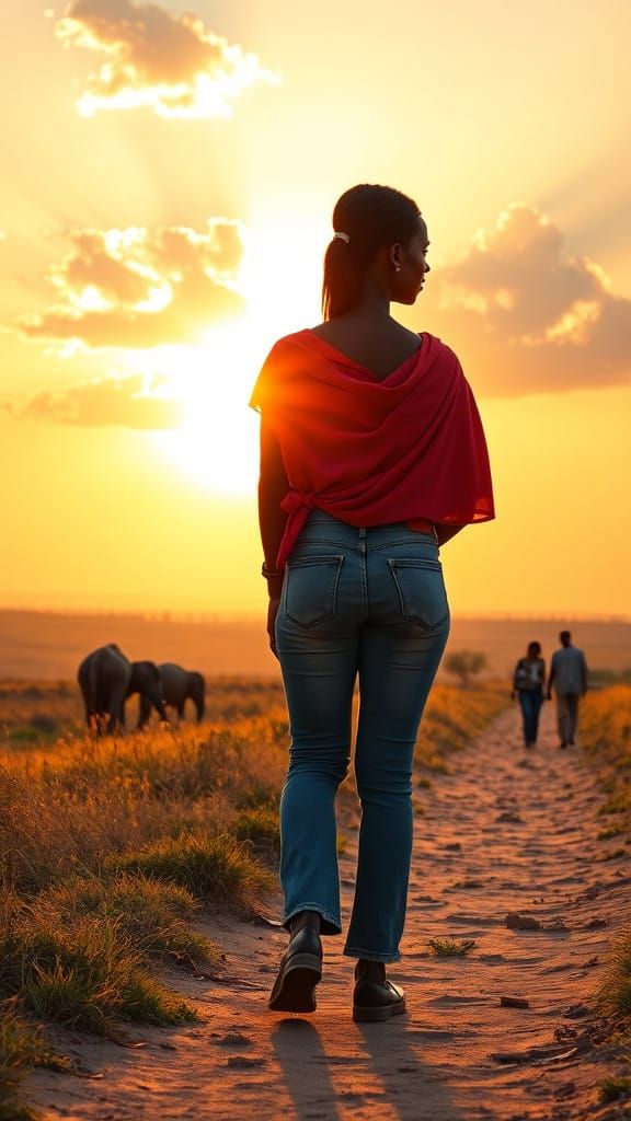 Vibrant Sunrise in Africa, Inspired by Impressionism