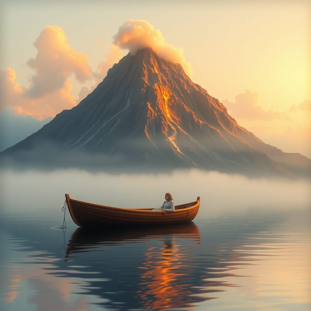 Slumbering Volcano as Anthropomorphic Mountain, Impressionis...