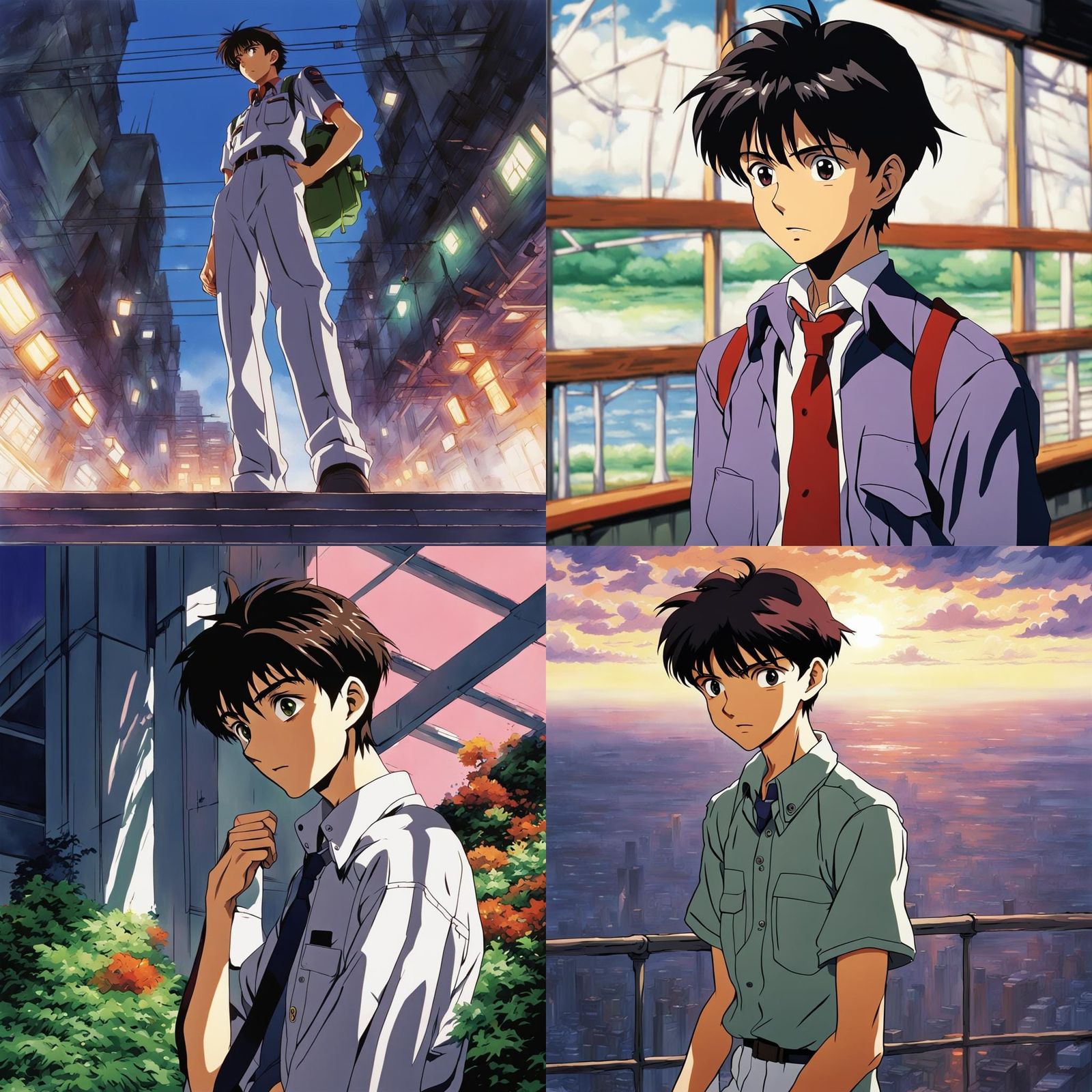 Shinji Ikari in Studio Ghibli Anime Style