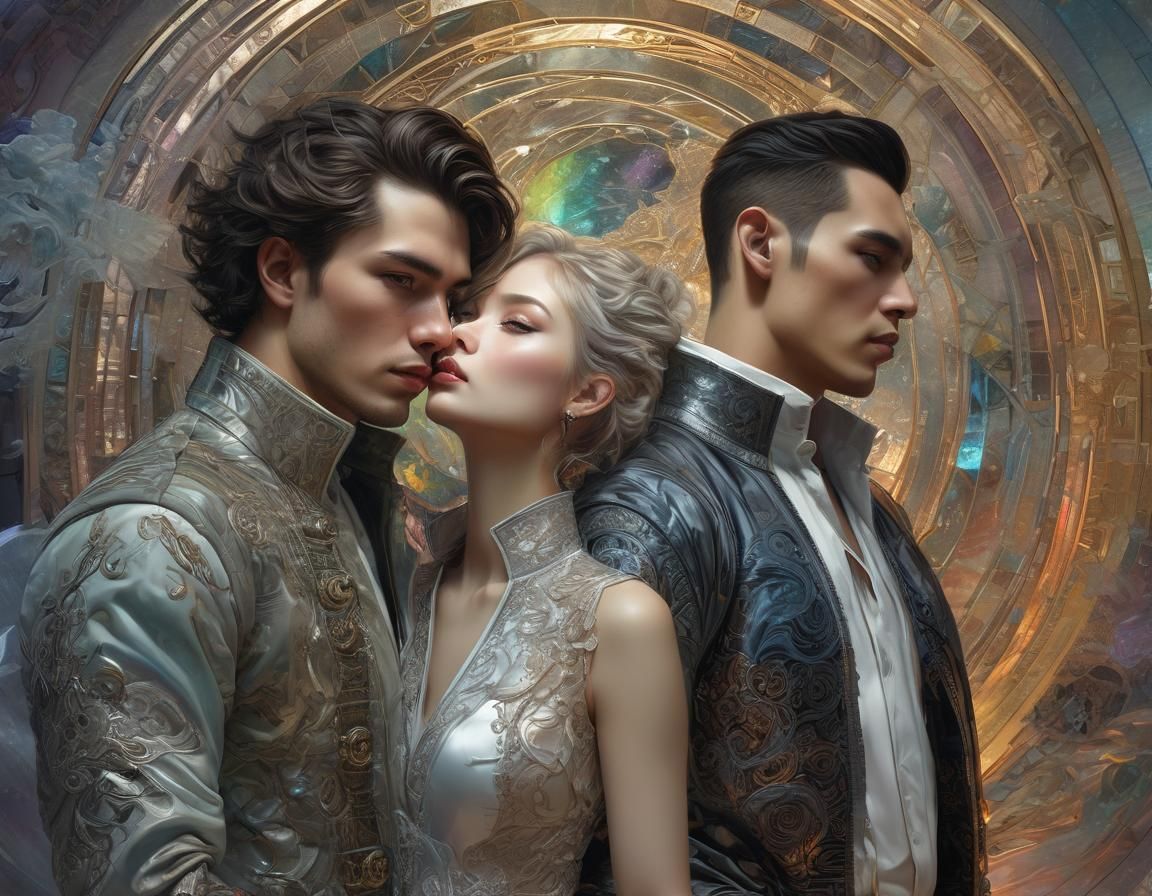 Passionate Kiss: German Man and Asian Woman in Photorealism