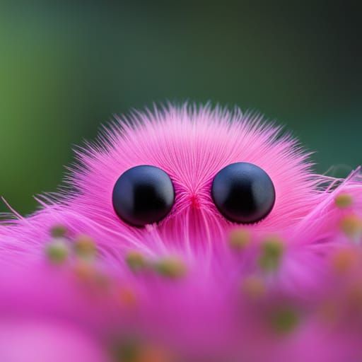 Fuzzy Neon Pink Insect in Nature Home