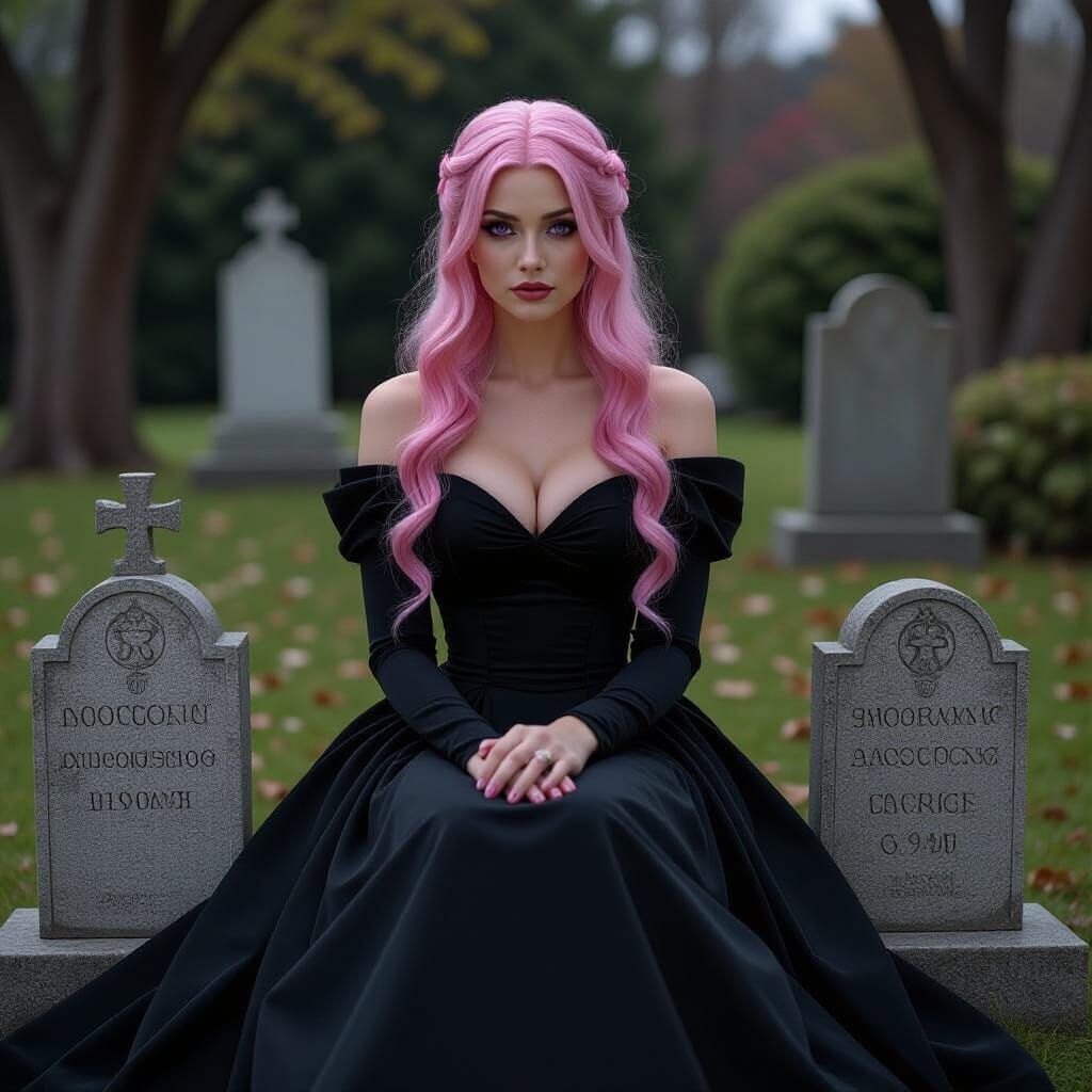Dramatic Portrait of Grieving Woman with Pink Hair